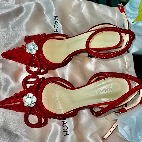 Mach & Mach Double Crystalized High Heel Bow Shoe with Ankle Straps 100m size36 - Picture 3 of 12
